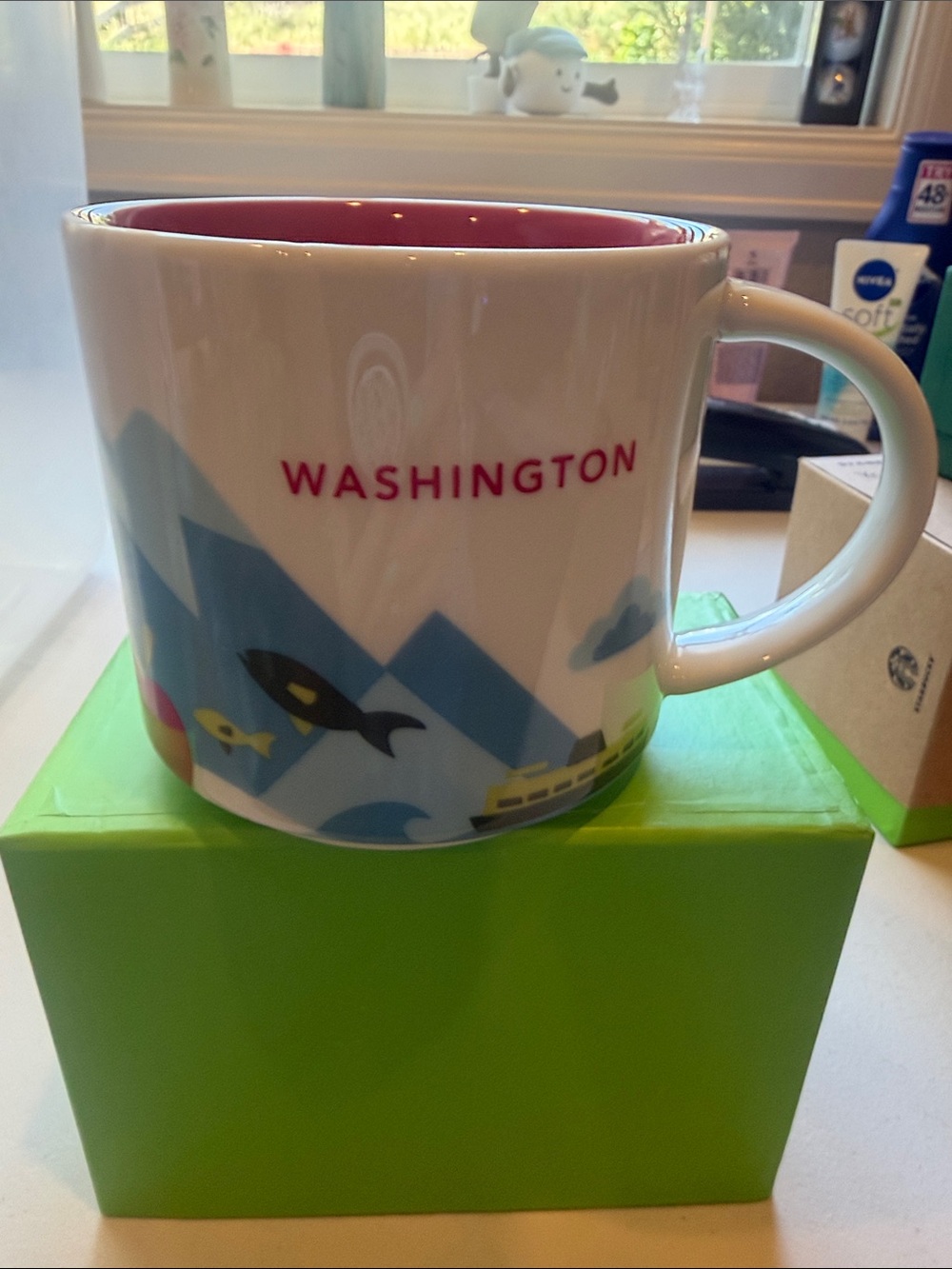 Starbucks you are here 2017 Washington Ceramic Mug - White with Red Interior